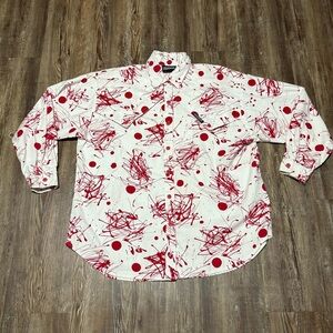 Vintage Roughrider by Circle T Button Up Shirt Women's XL Abstract Blood Splat